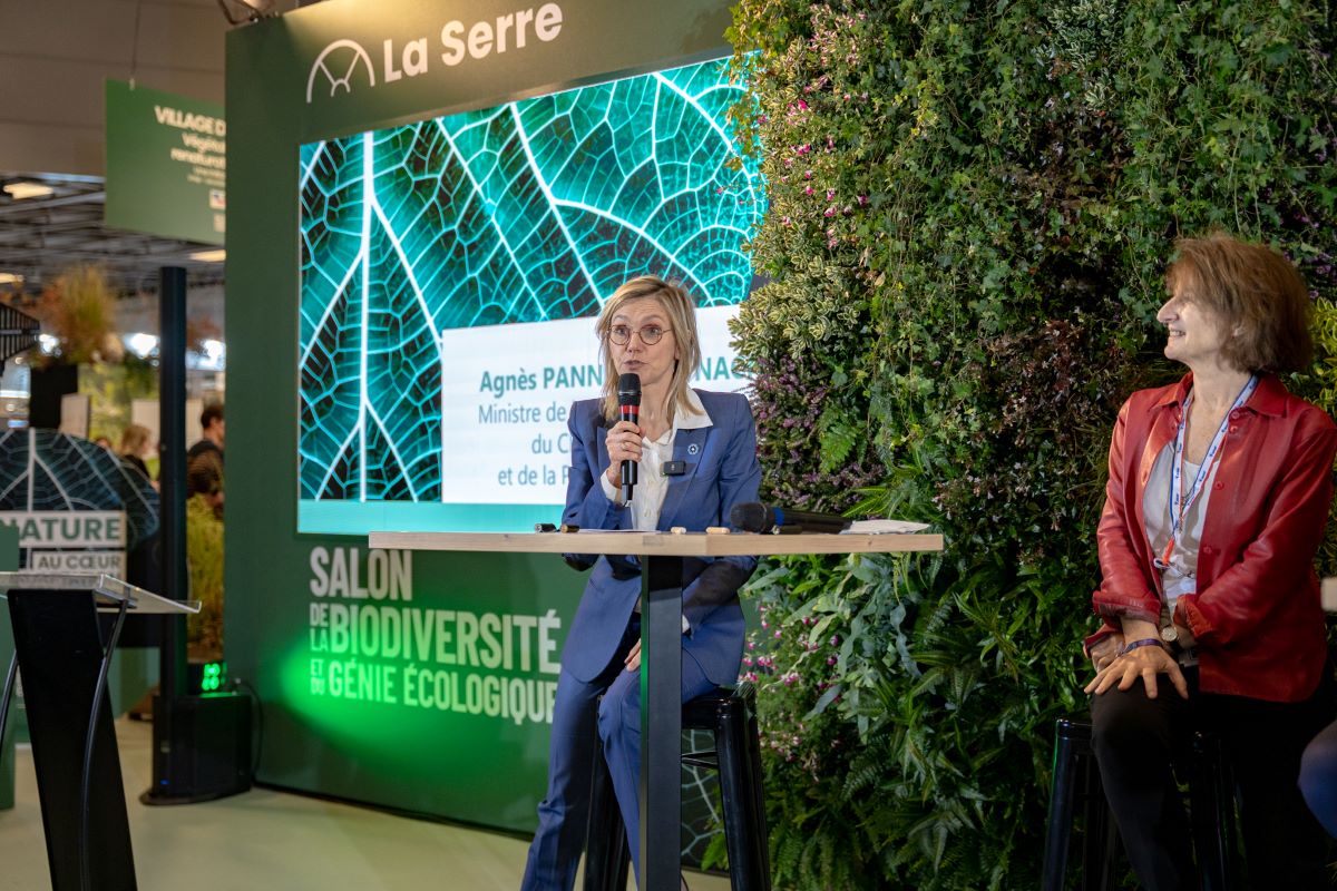 Inauguration du Salon de la Biodiversité et du Génie écologique au sein de La Serre. Avec Agnès Pannier-Runacher, Ministre de la Transition écologique, de l'énergie, du climat et de la prévention des risques